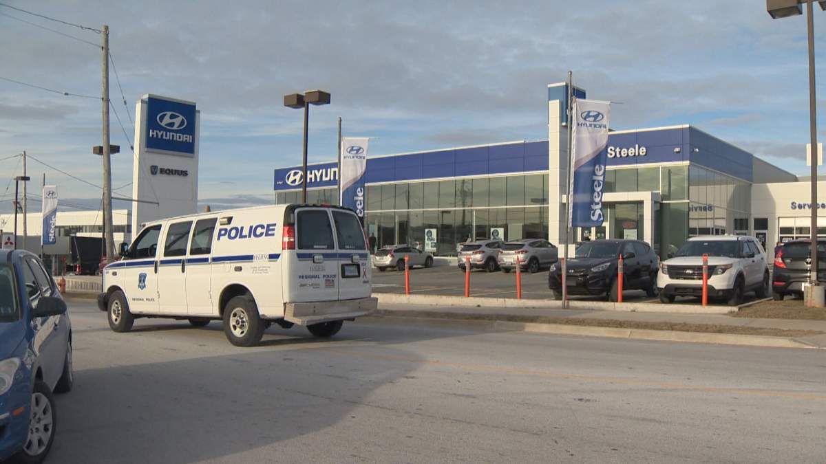 Police were on scene at a Kempt Road business on Wednesday afternoon in response to a threats call.