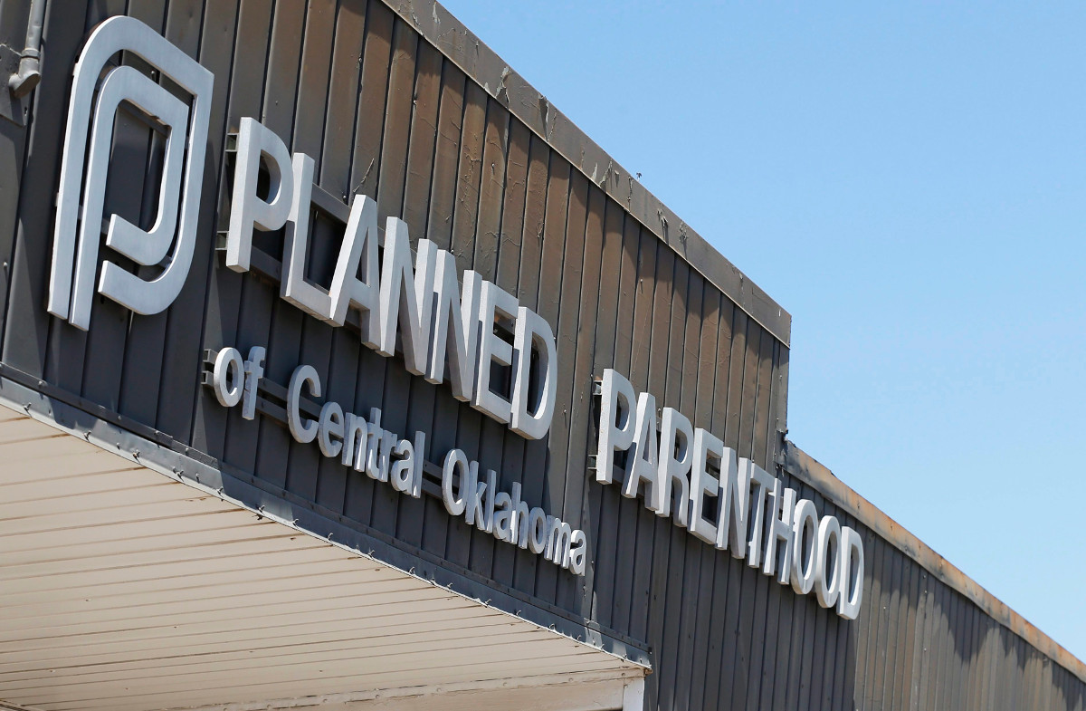 A sign at a Planned Parenthood Clinic is pictured in Oklahoma City, Friday, July 24, 2015. 