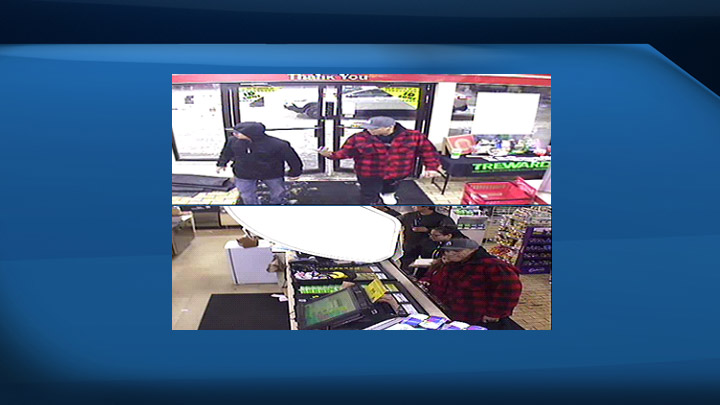 Prince Albert police have released surveillance photos of two suspects in a robbery and stabbing that happened on Jan. 21, 2018.