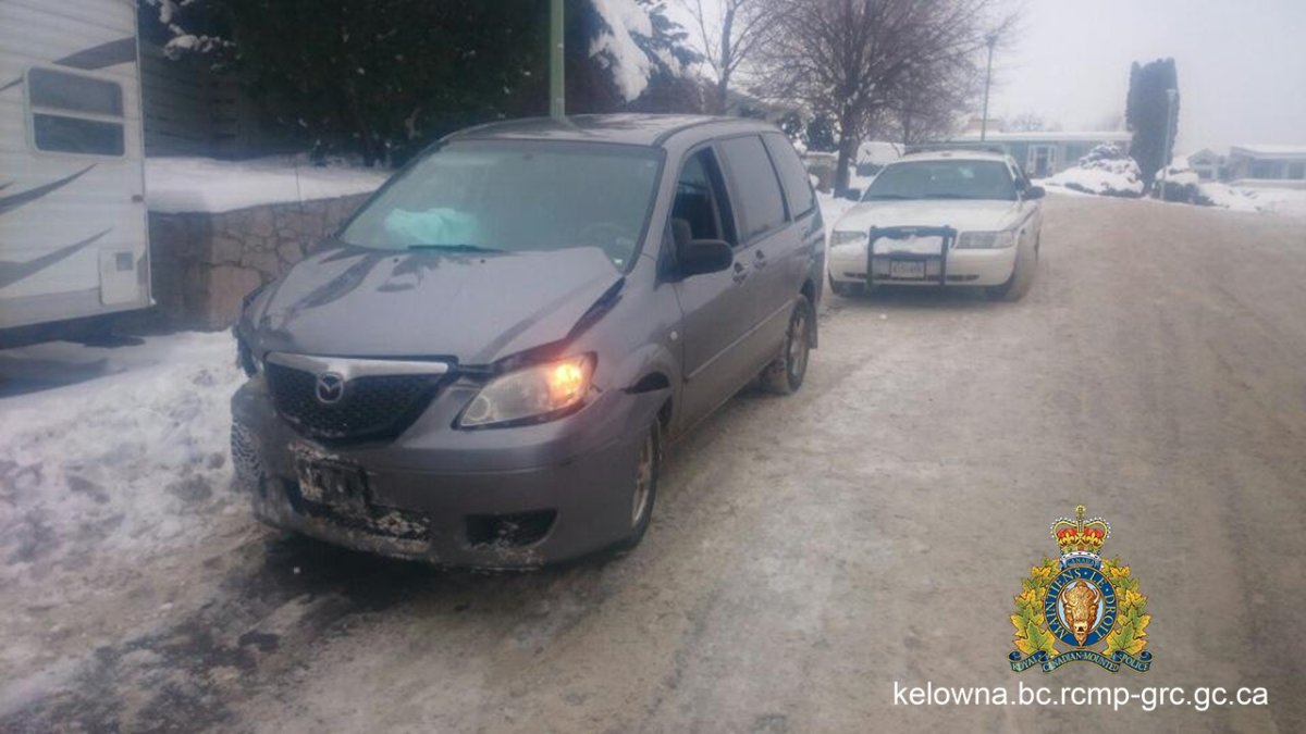 RCMP said a stolen minivan was recovered on Thursday after a hit-and-run accident. 