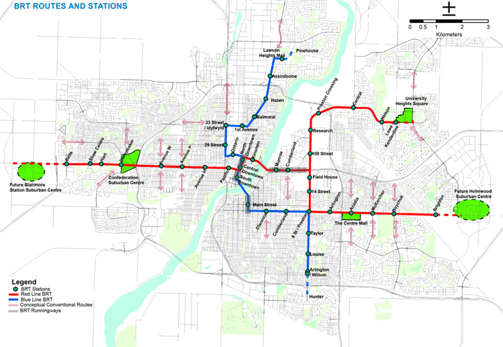 Part of Saskatoon’s growth plan to 500,000 people includes a bus rapid transit system.