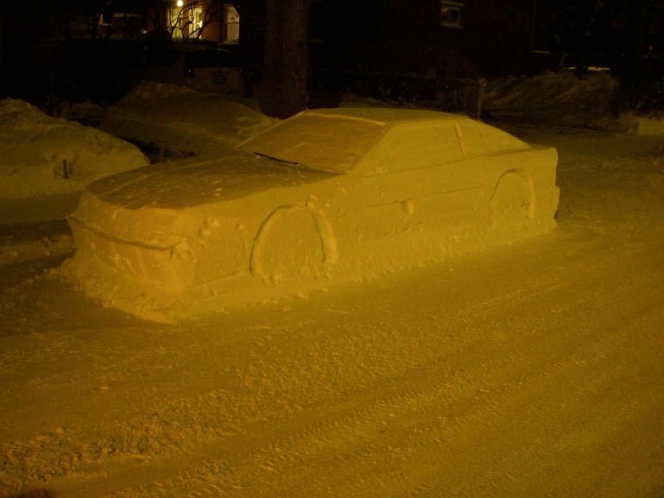 A “snow car” sculpture parked on Montreal street after 35 cm snowfall. Jan. 14, 2018. Photo Credit: Simon Laprise