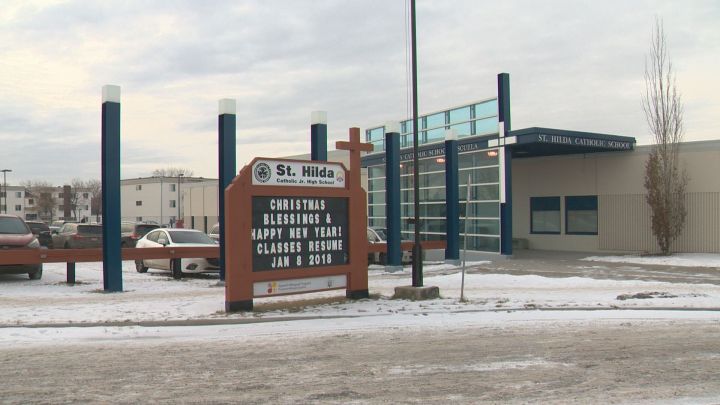 St. Hilda Junior High School in Edmonton Monday, Jan. 8, 2018.
