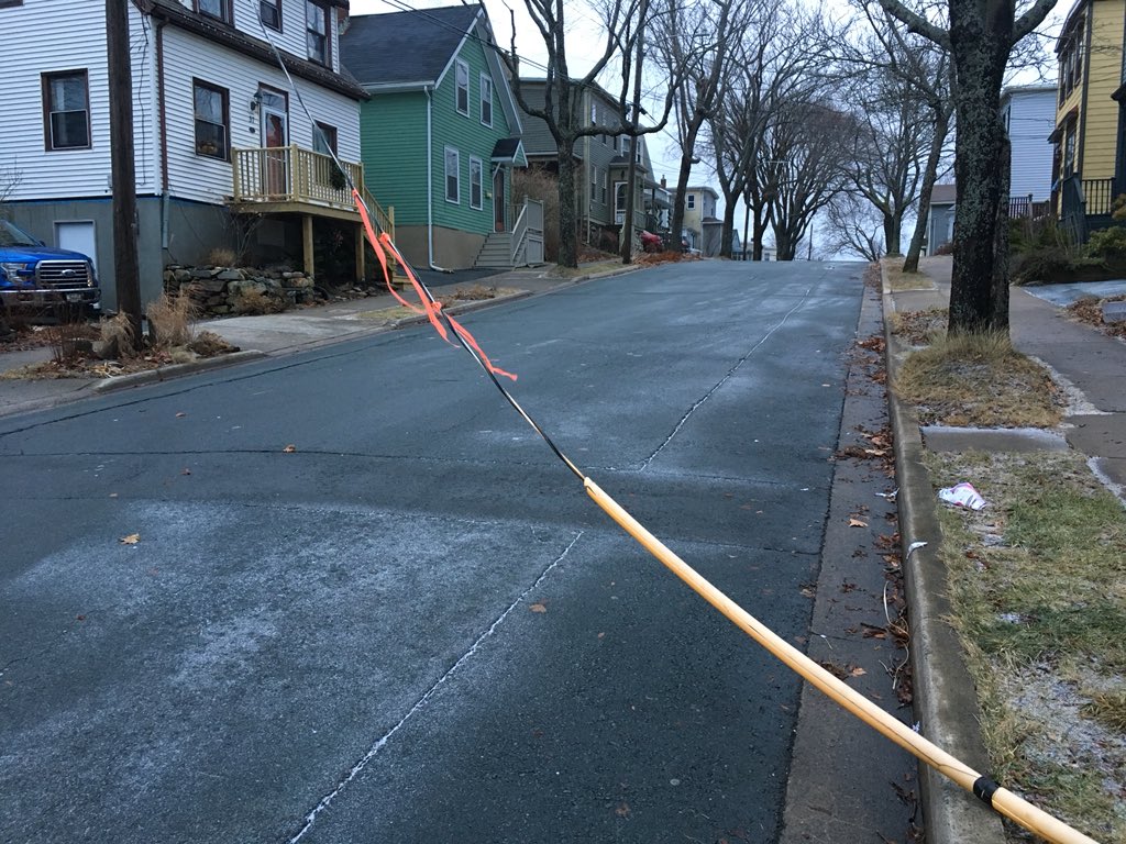 Storm damage in the Halifax area includes downed power lines.
