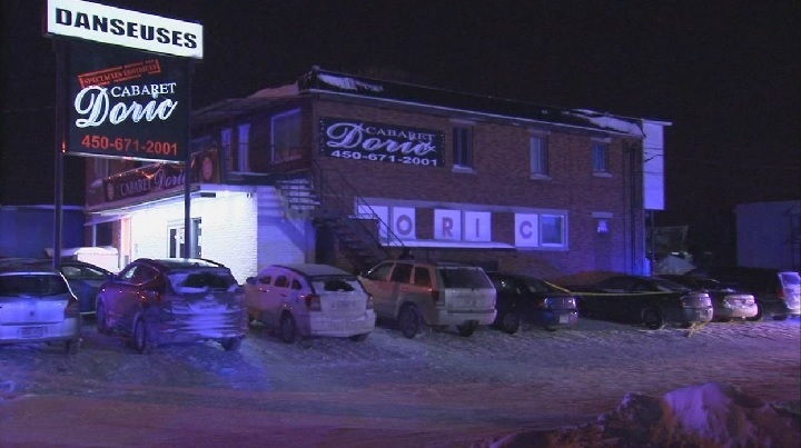 Two people were injured after a shooting inside a strip club on Taschereau Boulevard overnight. Sunday, Jan. 7, 2018.