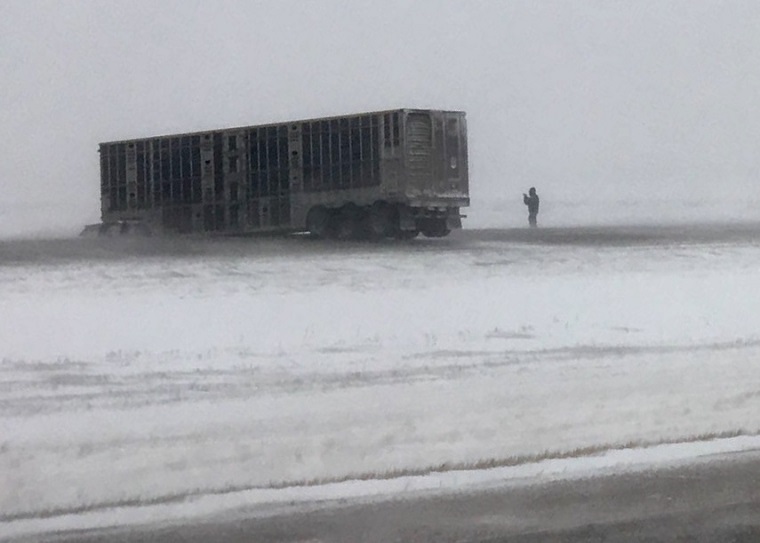 Manitoba Highways is working to clear a semi of a portion of the Trans-Canada. 