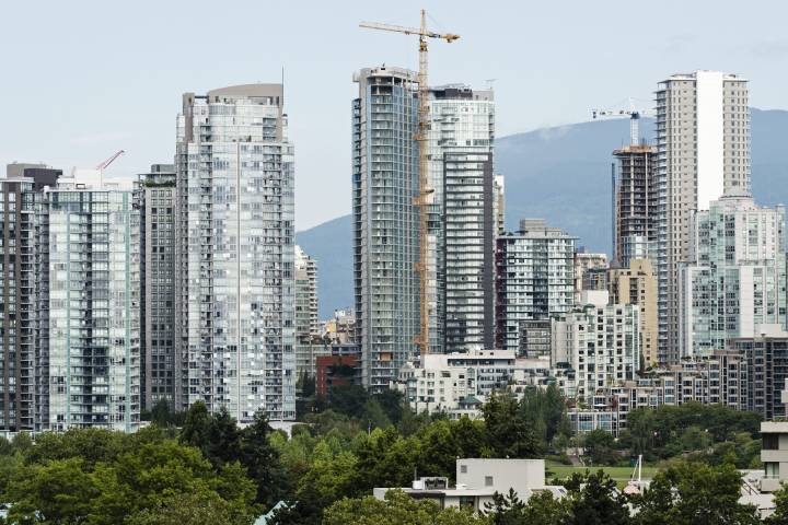 A scenic view of Vancouver's False Creek real estate as seen from the Fairview Slopes neighbourhood, Vancouver, B.C. on Tuesday, August 15, 2017.