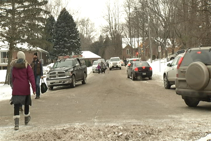 The street entrance to Westmount Public School has no sidewalks.