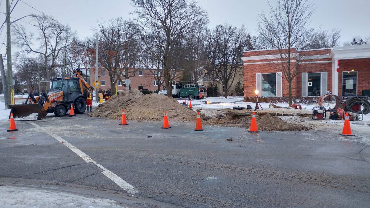 Watermain repairs underway at Wortley Road and Elmwood Avenue. 