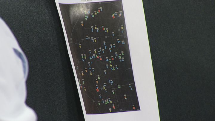 The City of Edmonton receives a weekly report of data collected by driver feedback signs around the city. The map shows where there has been compliance and locations where more enforcement is needed.