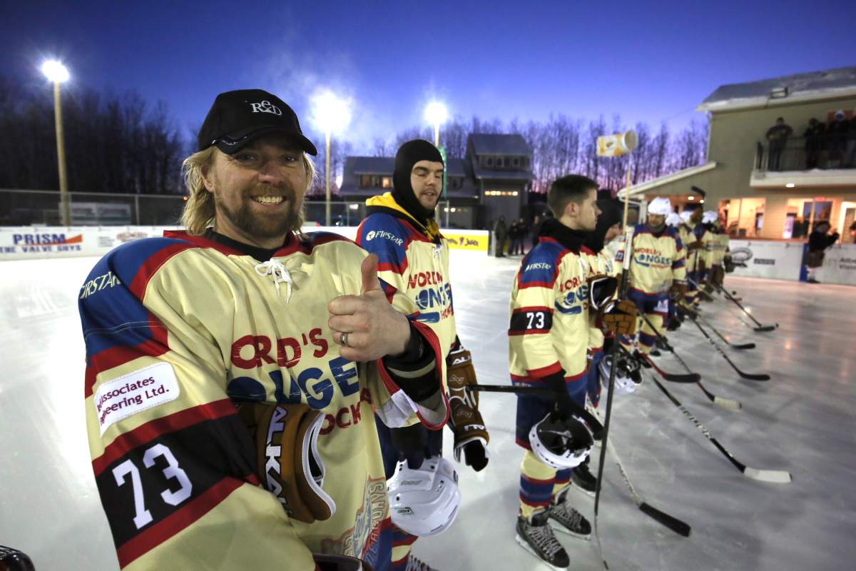 Dr. Brent Saik, founder of the World’s Longest Hockey Game, getting ready for the opening ceremony. February 9, 2018.
