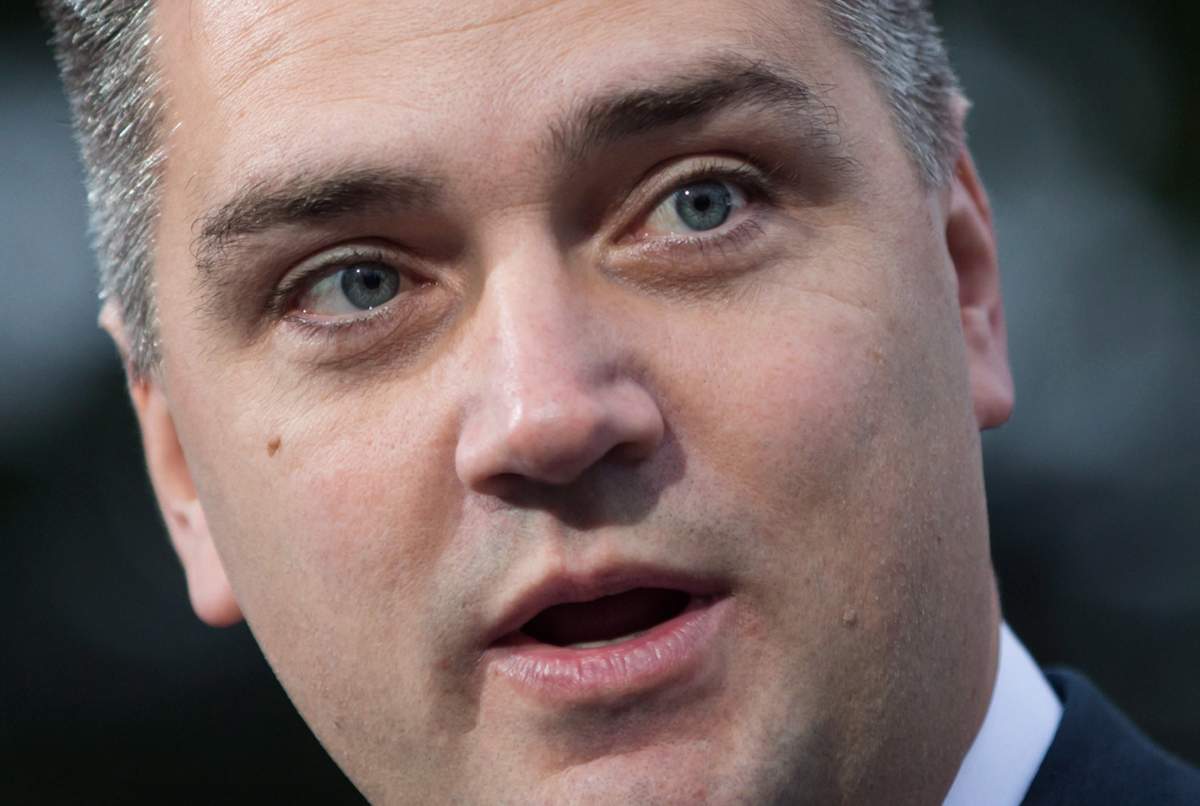 MLA Todd Stone announces he will seek the leadership of the B.C. Liberal Party, in Surrey, B.C., on Tuesday October 10, 2017. 