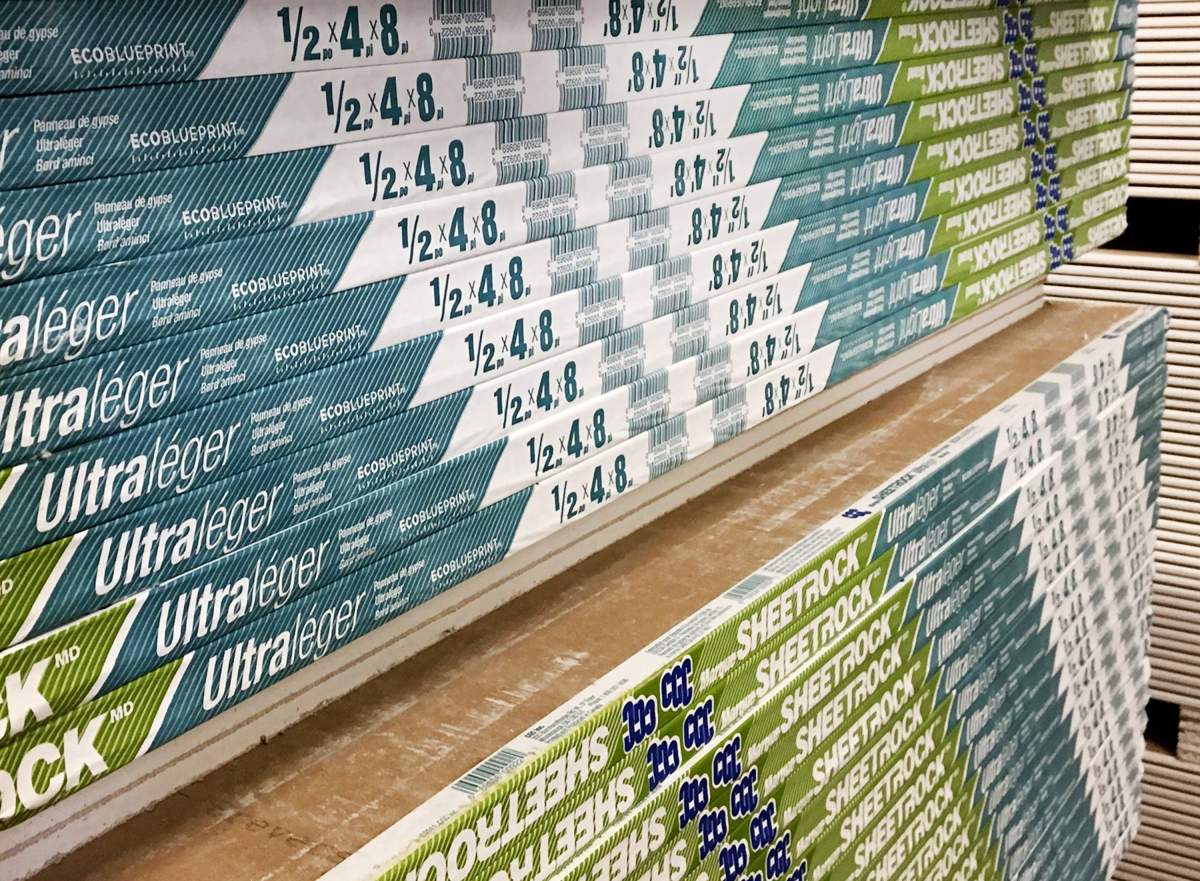 Wallboard is seen in a Halifax-area building supply store on Saturday, Feb. 3, 2018. 