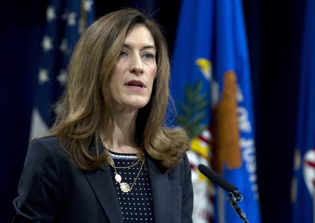 FILE - In this Feb. 2, 2018, file photo, Associate Attorney General Rachel Brand speaks during the opening of the summit on Efforts to Combat Human Trafficking at Department of Justice in Washington.


