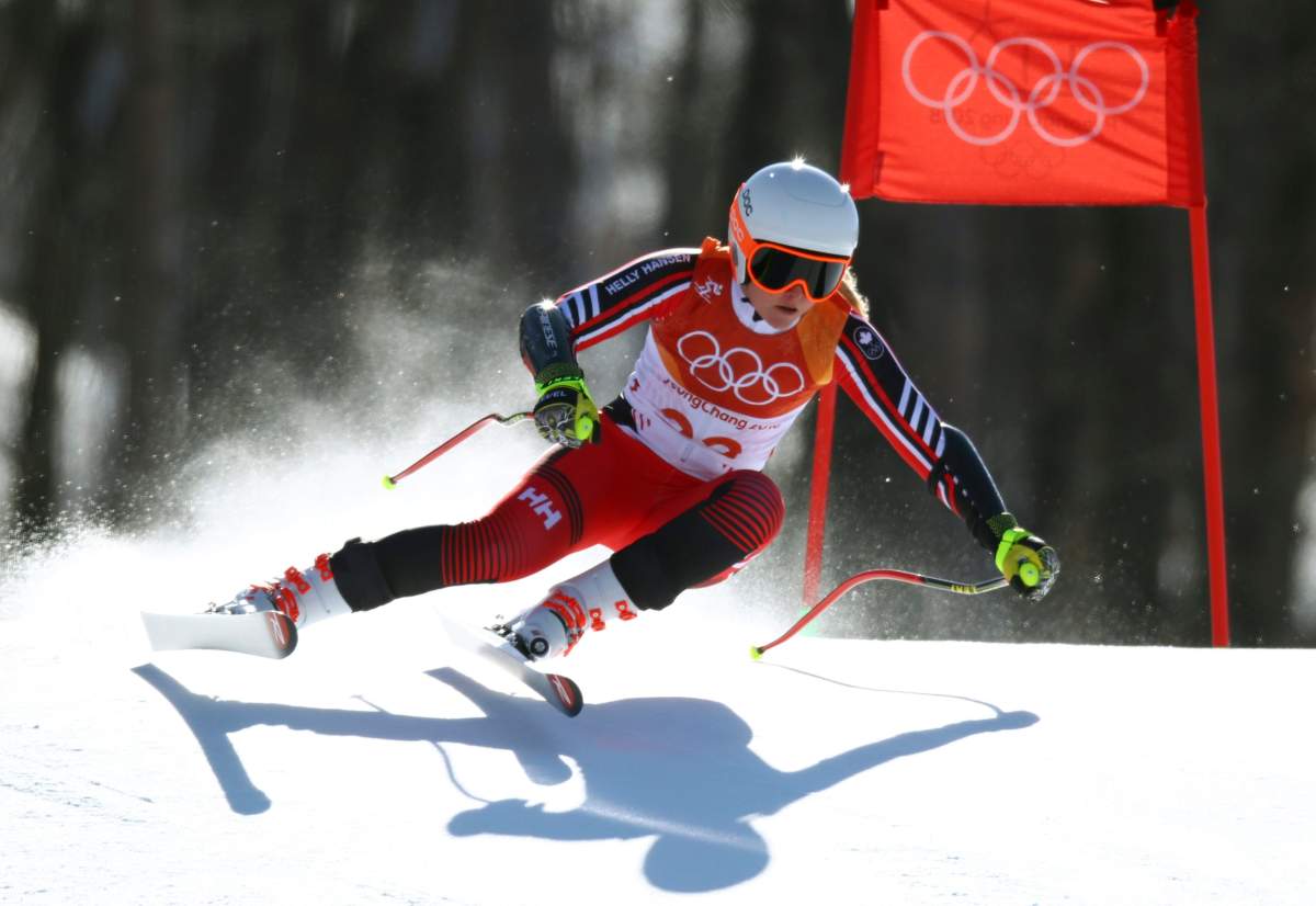 Canada’s Valerie Grenier competes in the women’s super-G at the 2018 Winter Olympics in Jeongseon, South Korea, Saturday, Feb. 17, 2018.