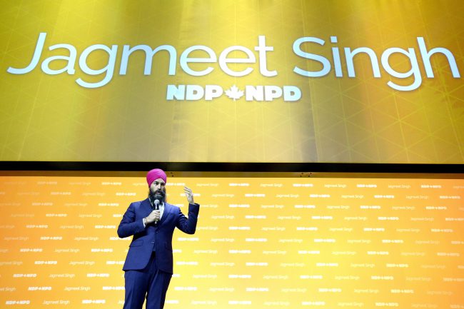NDP Leader Jagmeet Singh speaks during the Federal NDP Convention in Ottawa on Saturday, Feb. 17, 2018. 