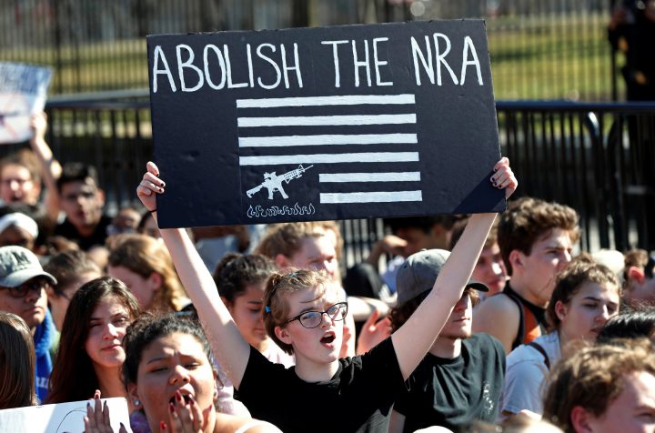 Students protest against gun violence in front of the White House in Washington.