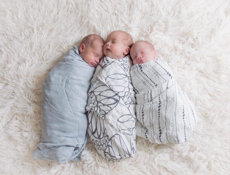 Hayley Arsenault's triplet boys, Hogan, Rylan and Finn are seen in this handout photo.