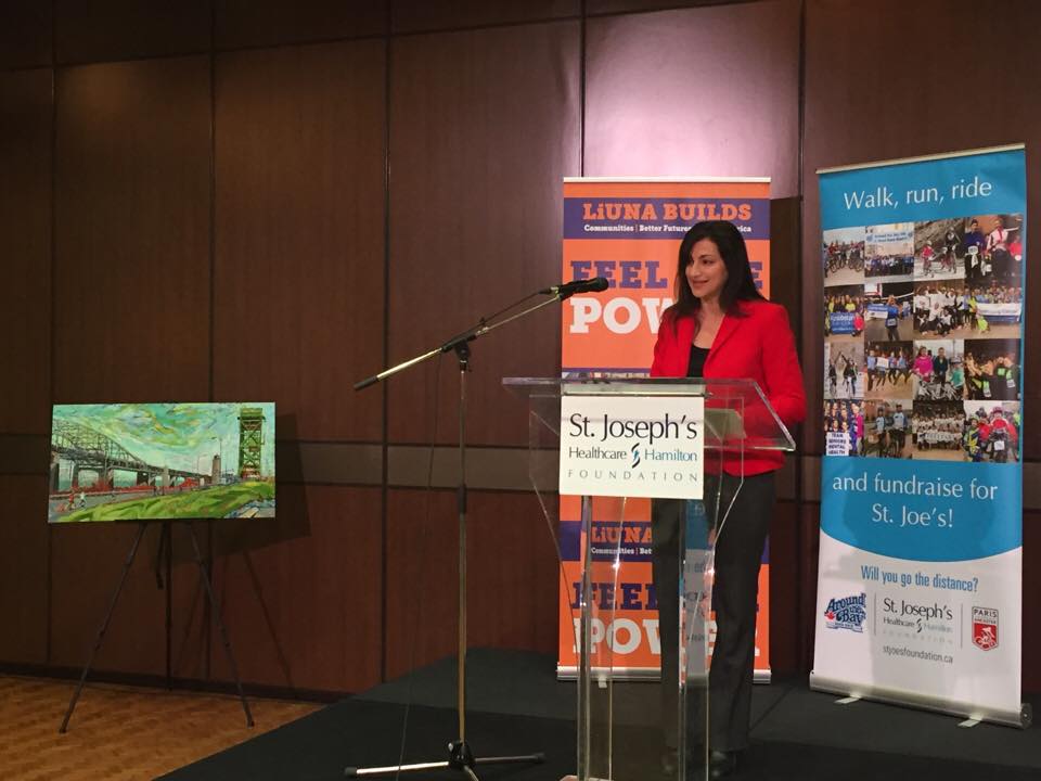 Sera Filice-Armenio, President and CEO of St. Joseph's Healthcare Foundation announces $625K fundraising goal for ATB and Paris to Ancaster events.