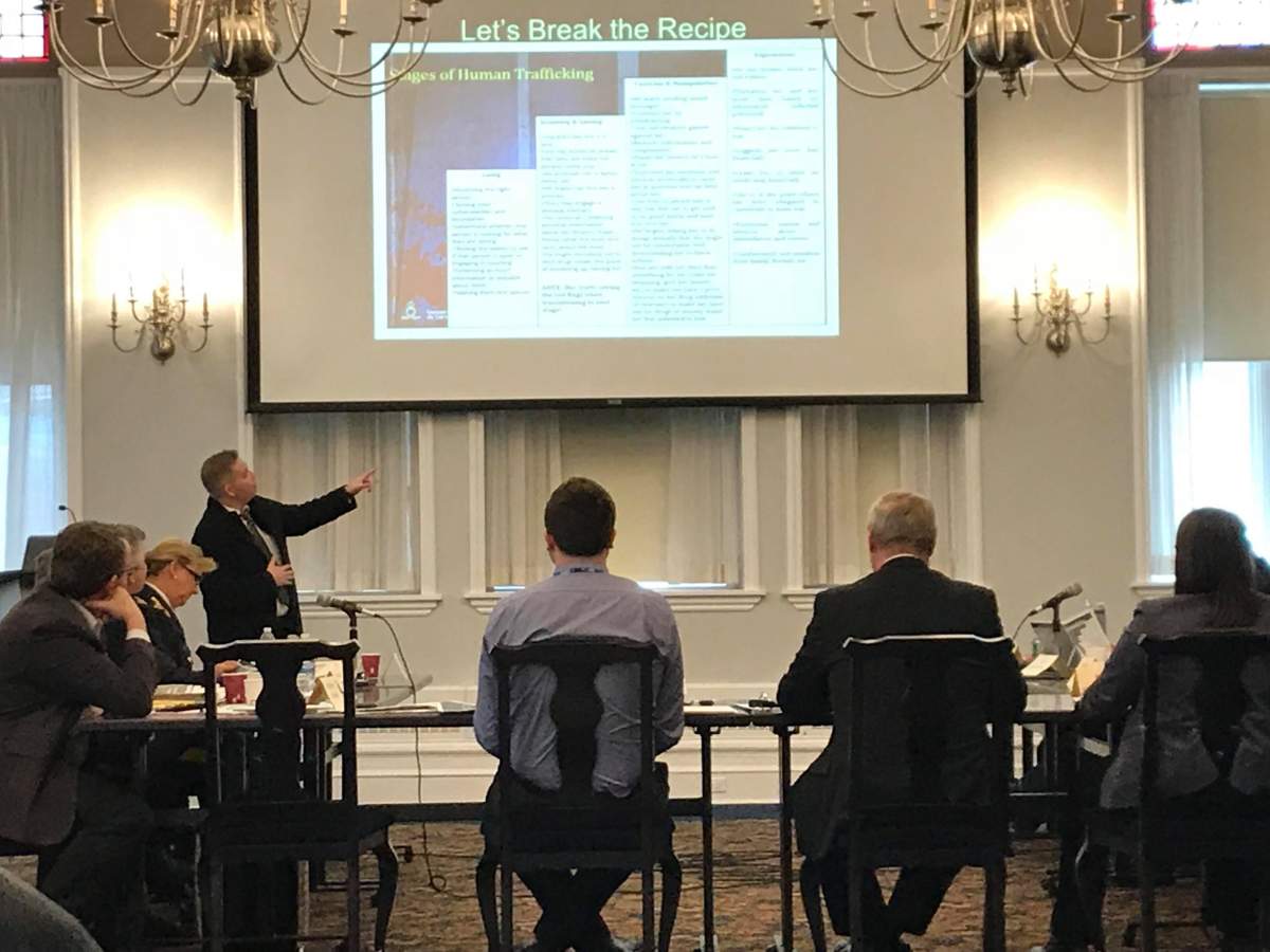 Cpl. David Lane of the Nova Scotia RCMP gives a presentation to Halifax's Police Board of Commissioners on human trafficking in Nova Scotia .