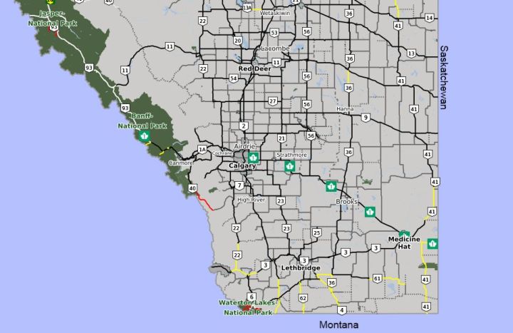 Roads conditions in southern Alberta Sunday, Feb. 25, 2018.