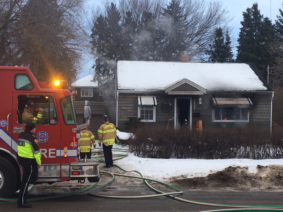 A house fire at 5807 109 Street in south Edmonton's Pleasantview sent three people to hospital and claimed the life of a dog. February 27, 2018.
