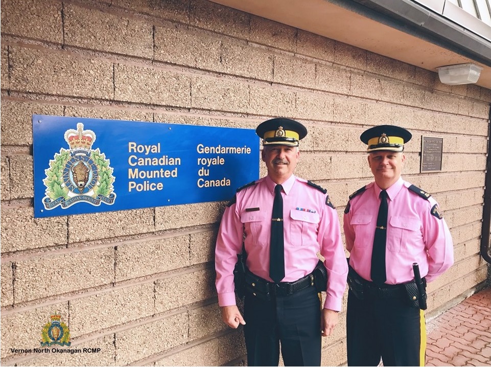 RCMP Supt. Jim McNamara and Insp. Gord Stewart proudly wear pink. 