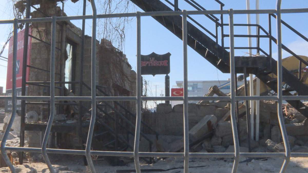 Le Biftheque on Côte-de-Liesse, has been demolished.  (Global News).