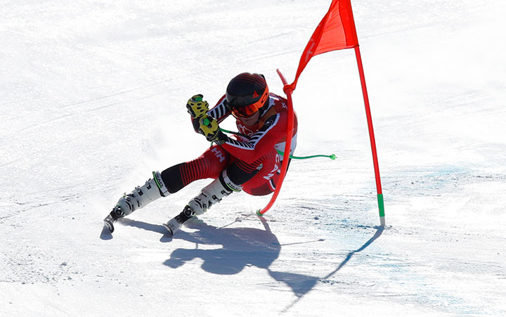 Canada’s Broderick Thompson competes in the downhill portion of the men’s Alpine combined at the Jeongseon Alpine Centre in Pyeongchang, South Korea on Feb. 13, 2018.