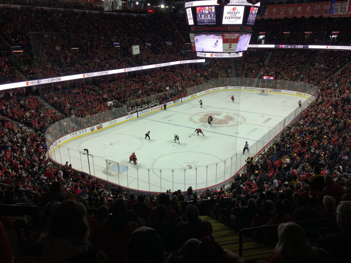 The Calgary Flames played on home ice against the Boston Bruins on Monday, Feb. 19.