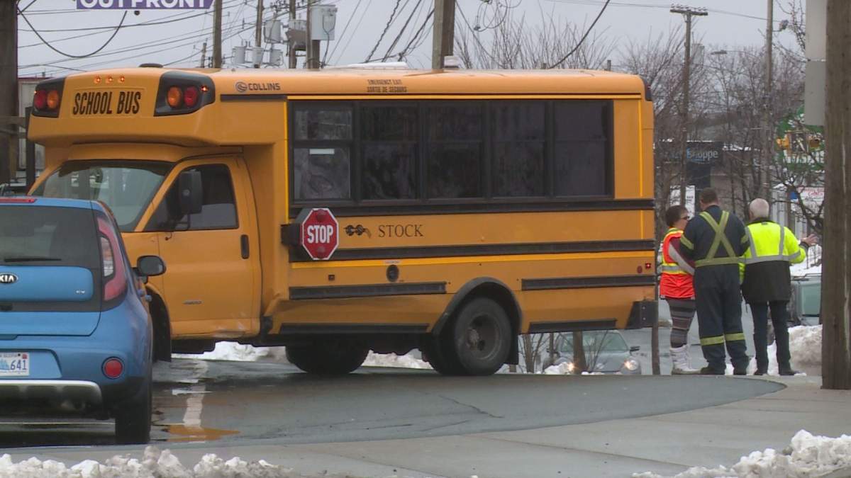 Halifax Regional Police say this school bus was involved in a collision on Feb. 26, 2018. No injuries were reported. 