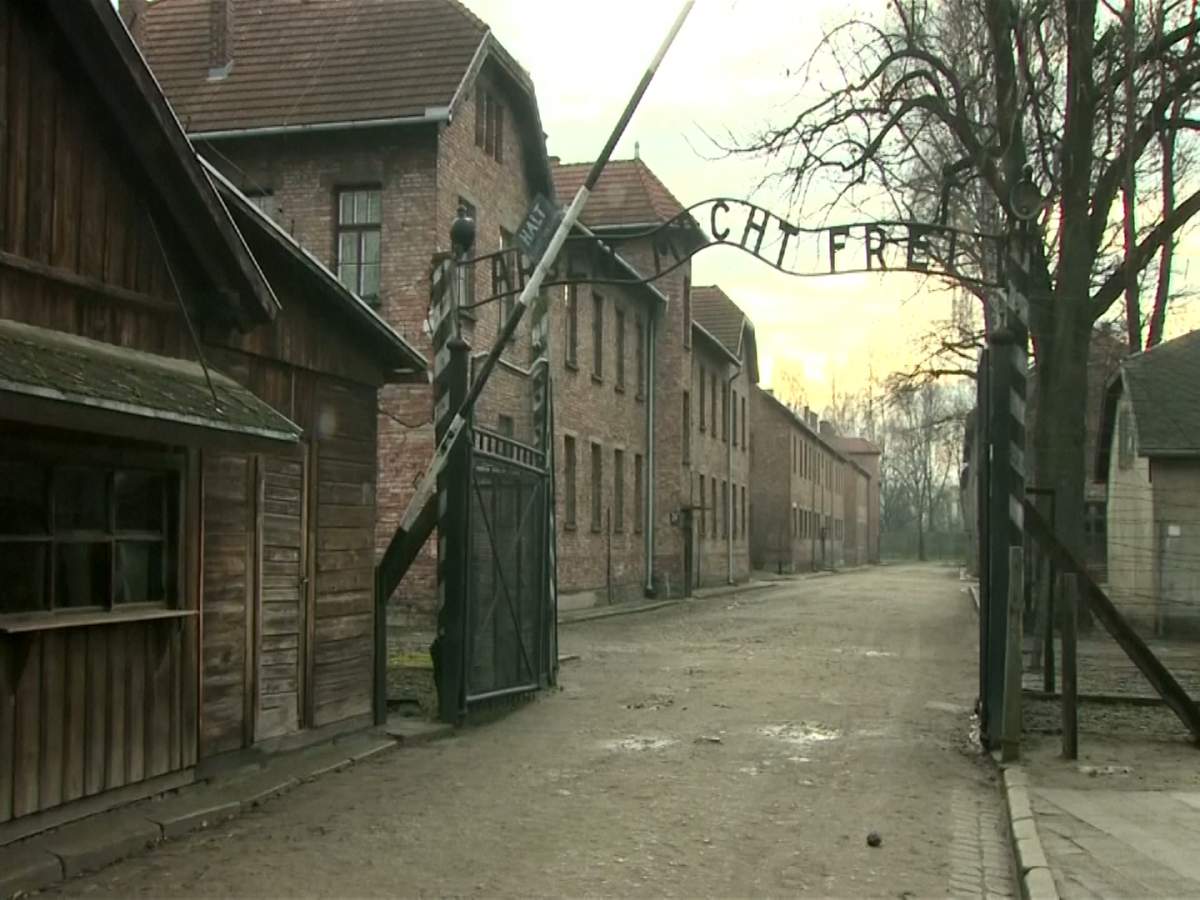 The former Nazi death camp Auschwitz is pictured on Saturday, Jan. 27, 2018. 