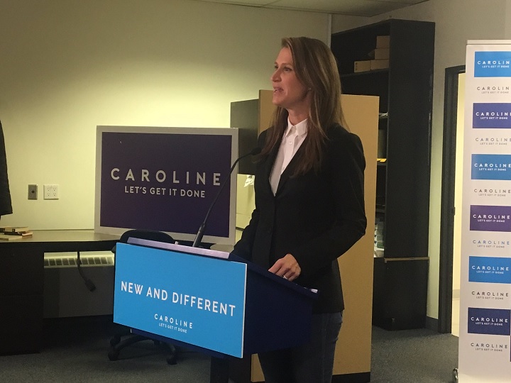 Ontario PC leadership candidate Caroline Mulroney speaks in Toronto on Feb. 23, 2018.