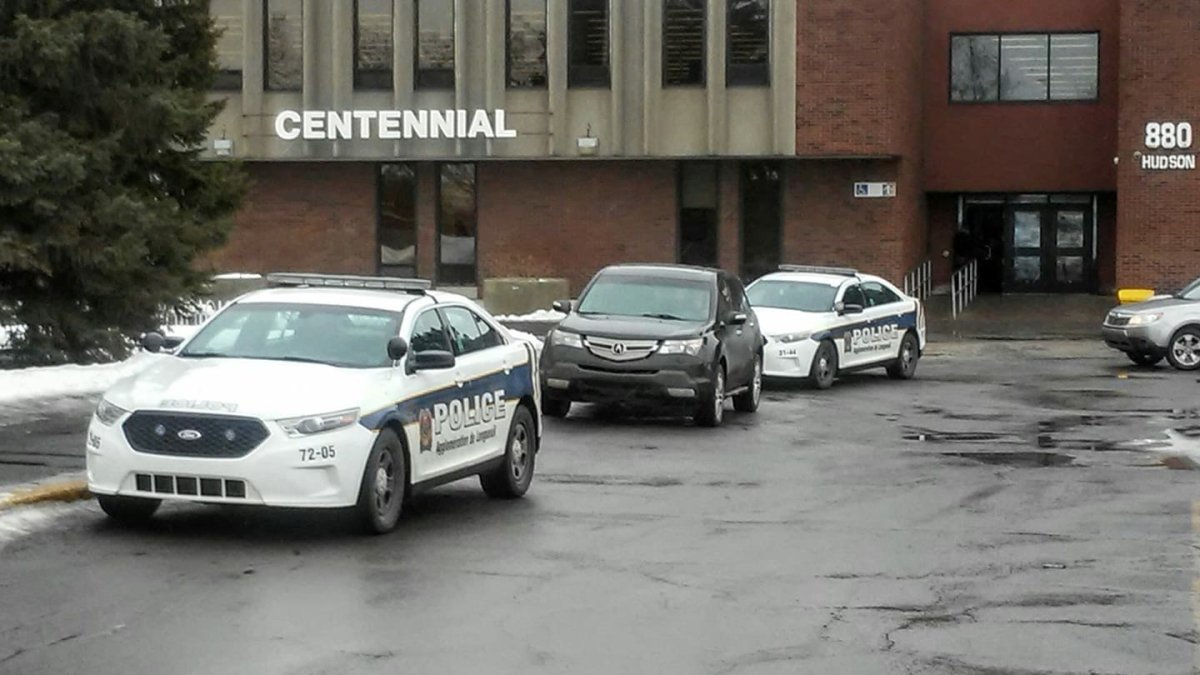 A student has been arrested after a threat at Centennial Regional High School in Montreal's south shore, Fri., Feb. 16, 2018.