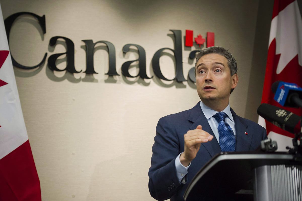 Minister of International Trade Francois-Philippe Champagne speaks to press about the Comprehensive and Progressive Agreement for Trans-Pacific Partnership, in Toronto on Tuesday, January 23, 2018. 