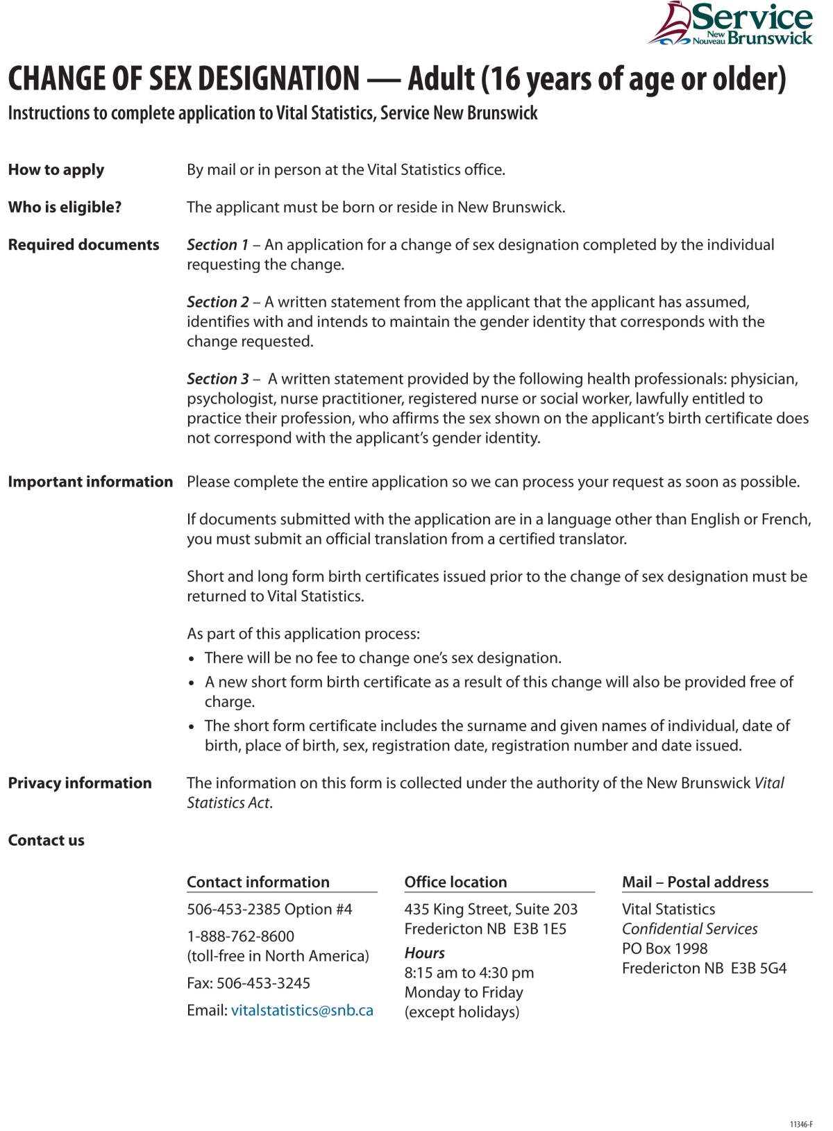 N.B. releases change of sex designation form, transgender advocates say it’s incomplete - image