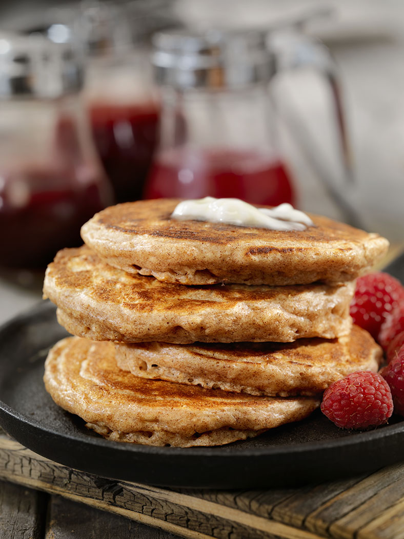 Cinnamon multi-grain pancakes for Shrove Tuesday.