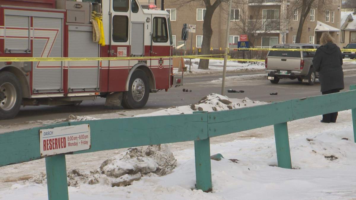 Clothing can be seen at the intersection of St. Anne's and Varennes after a child was hit and killed by a vehicle in February. A new city report recommends several changes to the intersection.