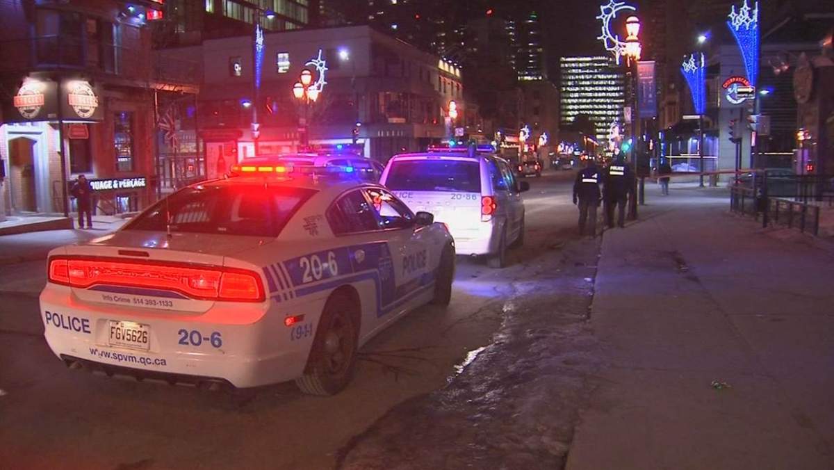 Montreal Police at the scene of a stabbing in downtown Montreal, on Sunday, Feb. 25, 2018.
