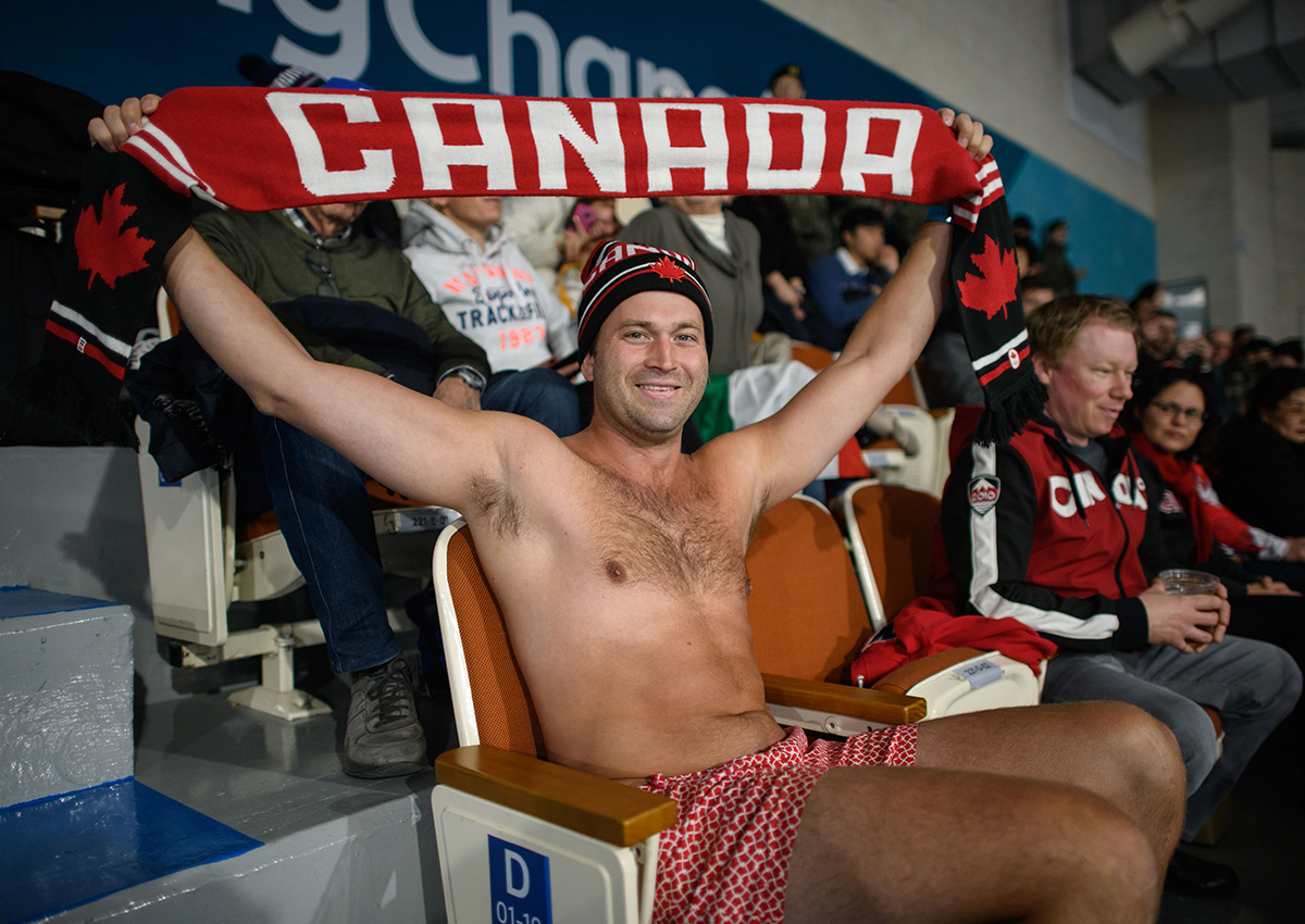 Tomas Vidal poses for a photo in the curling venue of the Pyeongchang Winter Olympic games, in Gangneung on February 19, 2018.