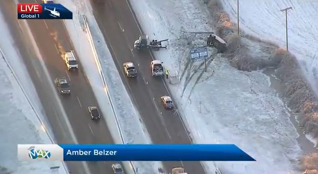 One of the accidents in Delta Thursday morning on Highway 99, just south of the Serpentine River.