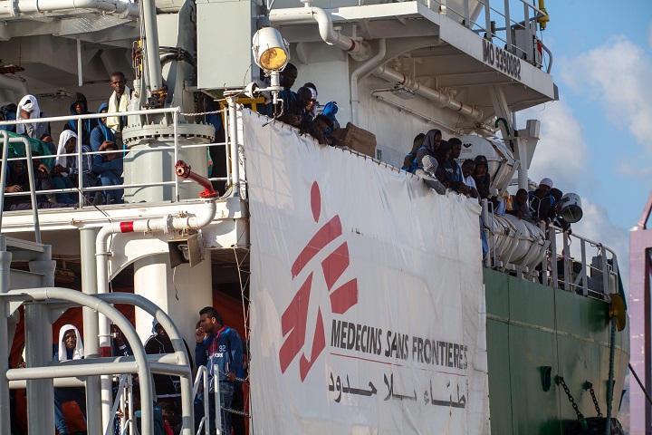 Over 1,000 African migrants arrive at the port of Palermo on October 5, 2016 a Doctors Without Borders ship. The  international aid group says it fired 19 people following sexual abuse or harassment allegations in 2017.