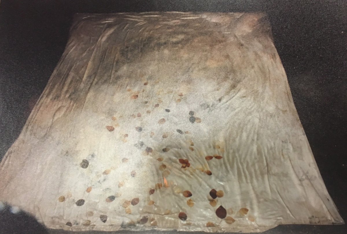 The duvet cover that Tina Fontaine's body was found wrapped in when she was pulled from the Red River in Winnipeg in August 2014, is shown in this undated evidence photo provided by the court. A murder trial has been told that a man accused of killing a 15-year-old girl owned the same kind of duvet cover her body was wrapped in when it was pulled from the Red River in Winnipeg. Raymond Cormier is on trial for second-degree murder in Tina Fontaine's death in August 2014 and has pleaded not guilty. 