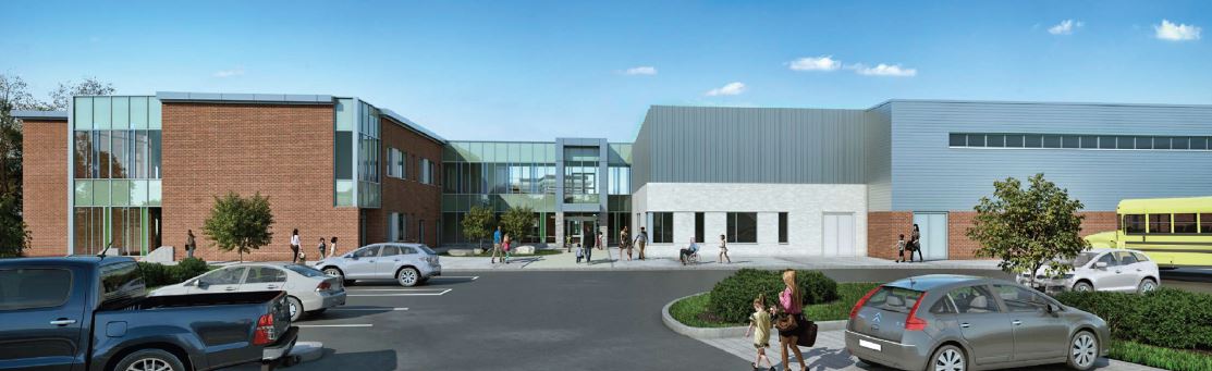 The east entrance to the proposed new elementary school in East City in Peterborough.
