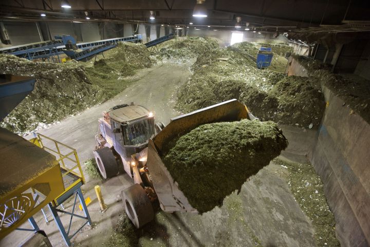 This picture shows one day’s worth of organic waste, mainly grass clippings, at the Edmonton Compost Facility in June 2013.