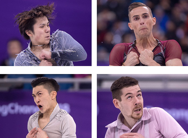 Shoma Uno of Japan, Adam Rippon of U.S., Yan Han of China and Paul Fentz of Germany.  