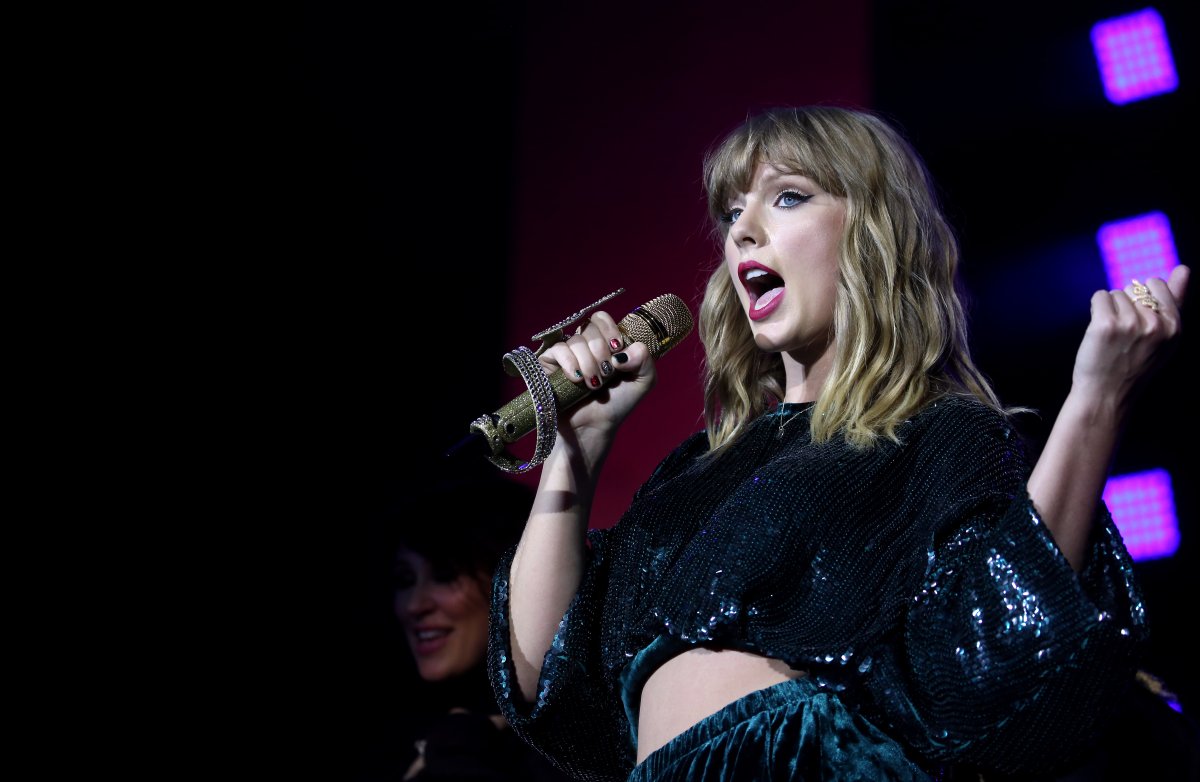 Taylor Swift performs on stage during day two of Capital's Jingle Bell Ball with Coca-Cola at London's O2 Arena.
