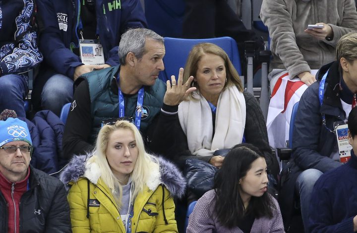 NBC journalist Katie Couric and husband John Molner attend the 2018 Winter Olympic Games on Feb. 12. 