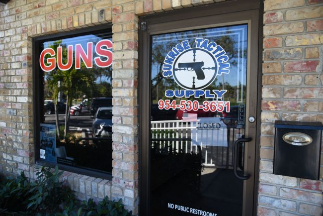 Outside view of Sunrise Tactical Supply store in Coral Springs, Florida on February 16, 2018 where school shooter Nikolas Cruz bought his AR-15 to gun down students at Marjory Stoneman High School. 



