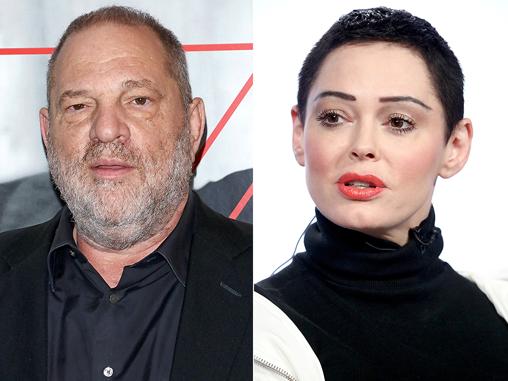 Harvey Weinstein, pictured in September 2017, and Rose McGowan at the 2018 TCA winter session.